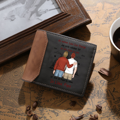 Herren Personalisierte 2 Namen- Leder Geldbörse mit Vater und Kind-An meine Sohn- Geschenk für Sohn