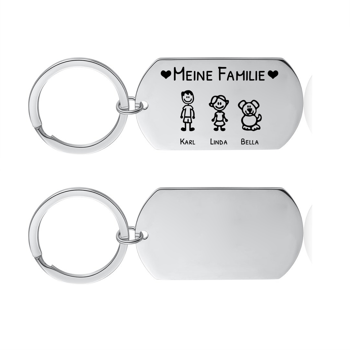 Personalisierbarer 2-7 Namen Schlüsselanhänger mit Muster-Meine Familie