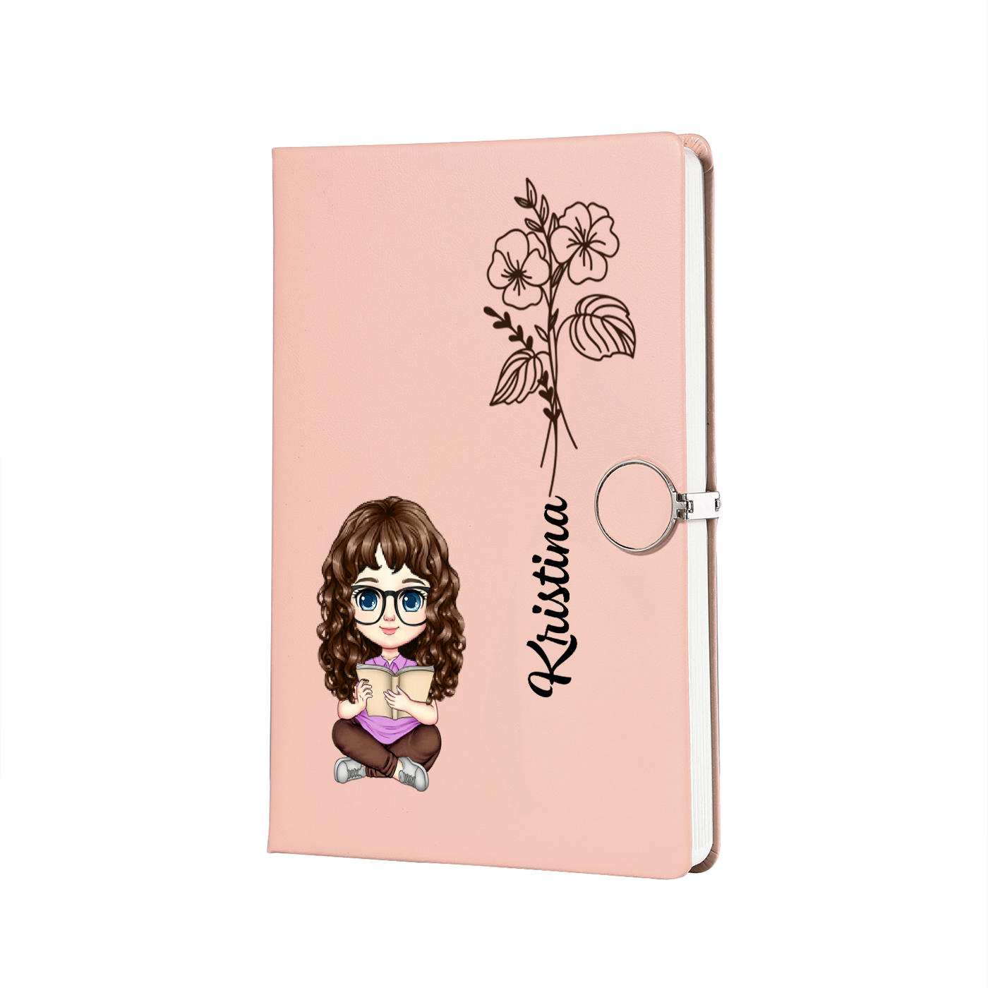 Personalisierbare Muster & Geburtsblume auf dem Notizbuch mit Kugelschreiber-Geschenk für Kinder zur Schule