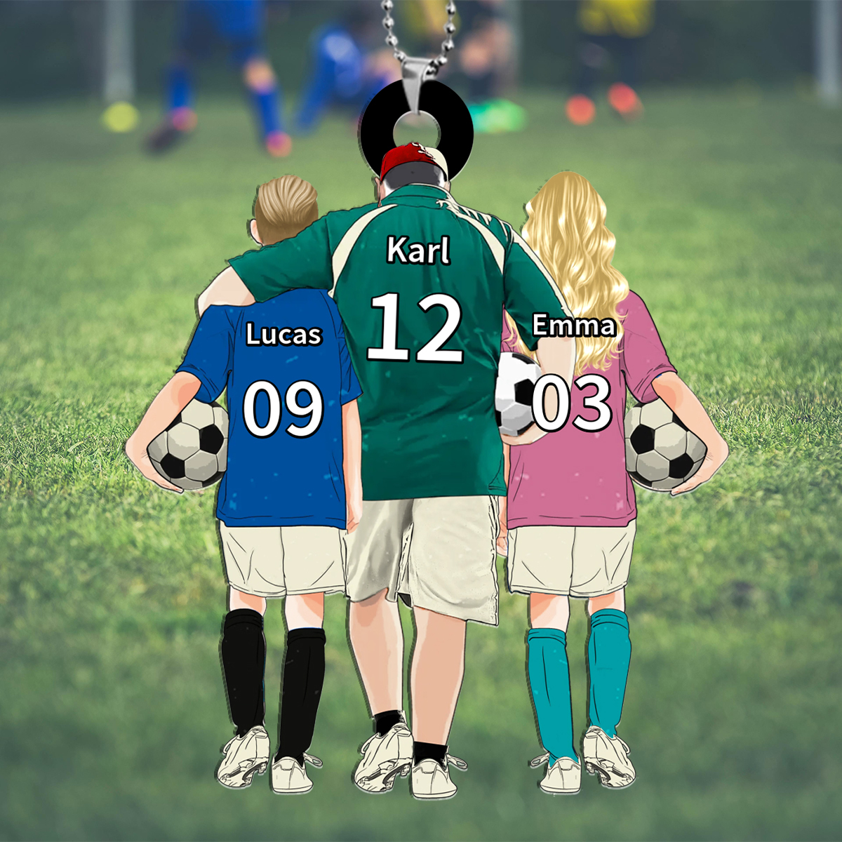 Personalisierter Acryl-Anhänger mit Fußball-Motiv für Familie