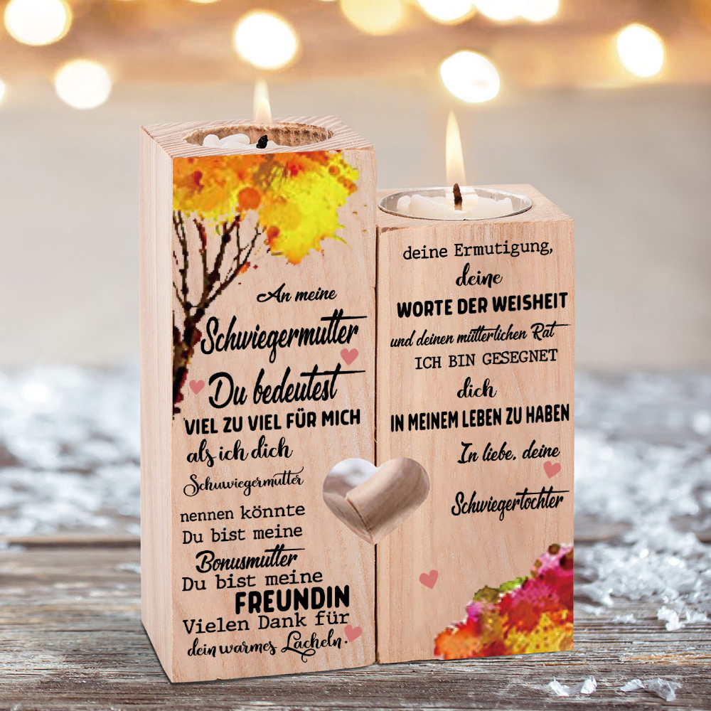 An Meine Schwiegermutter von Schwiegertochter - Holz Kerzenhalter - Kerzenständer für Schwiegermutter
