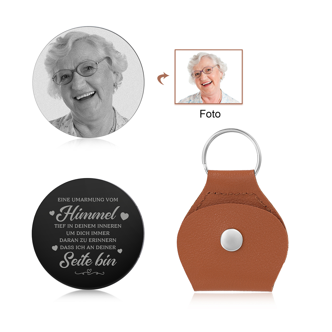 Personalisierter Leder-Schlüsselanhänger mit Foto – Erinnerungsgeschenk für Mama | Kettenmachen