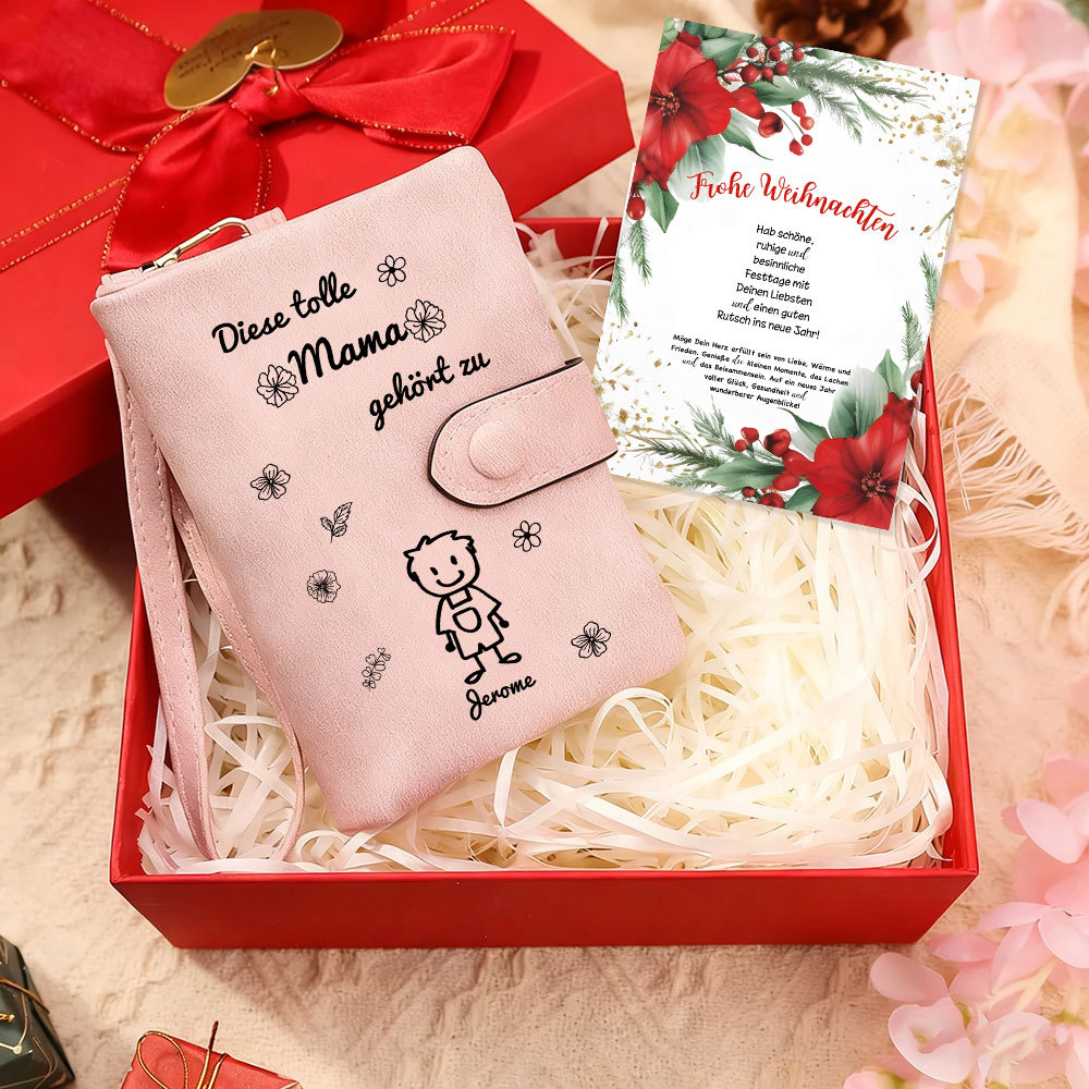 Personalisierte 1-6 Namen & Muster PU-Leder Portemonnaie -Diese tolle Mama gehört zu- Geldbörse für Mama Mutter