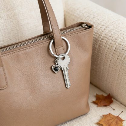 Personalisierter Schlüsselanhänger mit Herz und Projektionsfoto