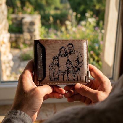 Personalisierte Herren Geldbörse mit Fotogravur und Monogramm