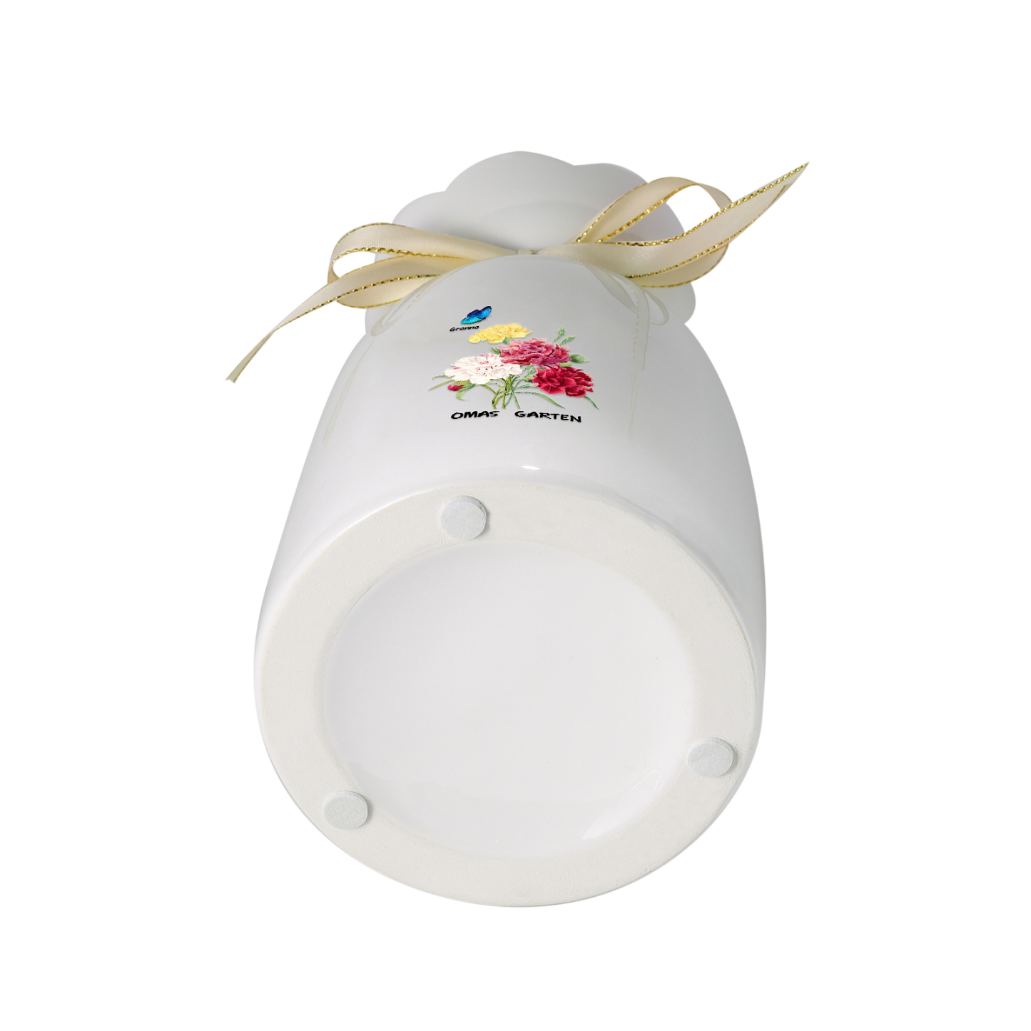 Personalisierter 1 Name & Text Blumen & Schmetterling Familie Vase