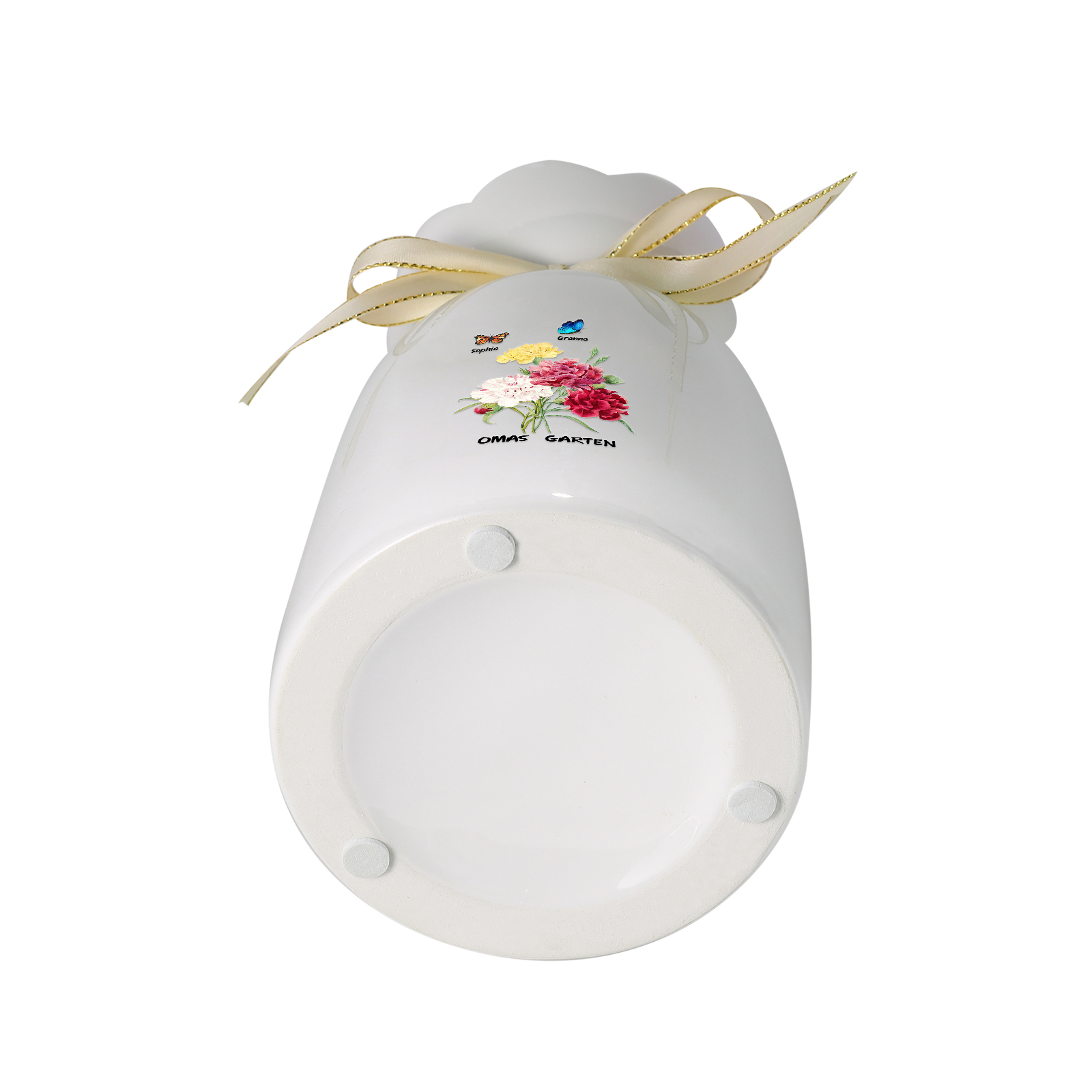 Personalisierte 2 Namen & Text Blumen & Schmetterling Familie Vase Geschenk für Oma Großmutter