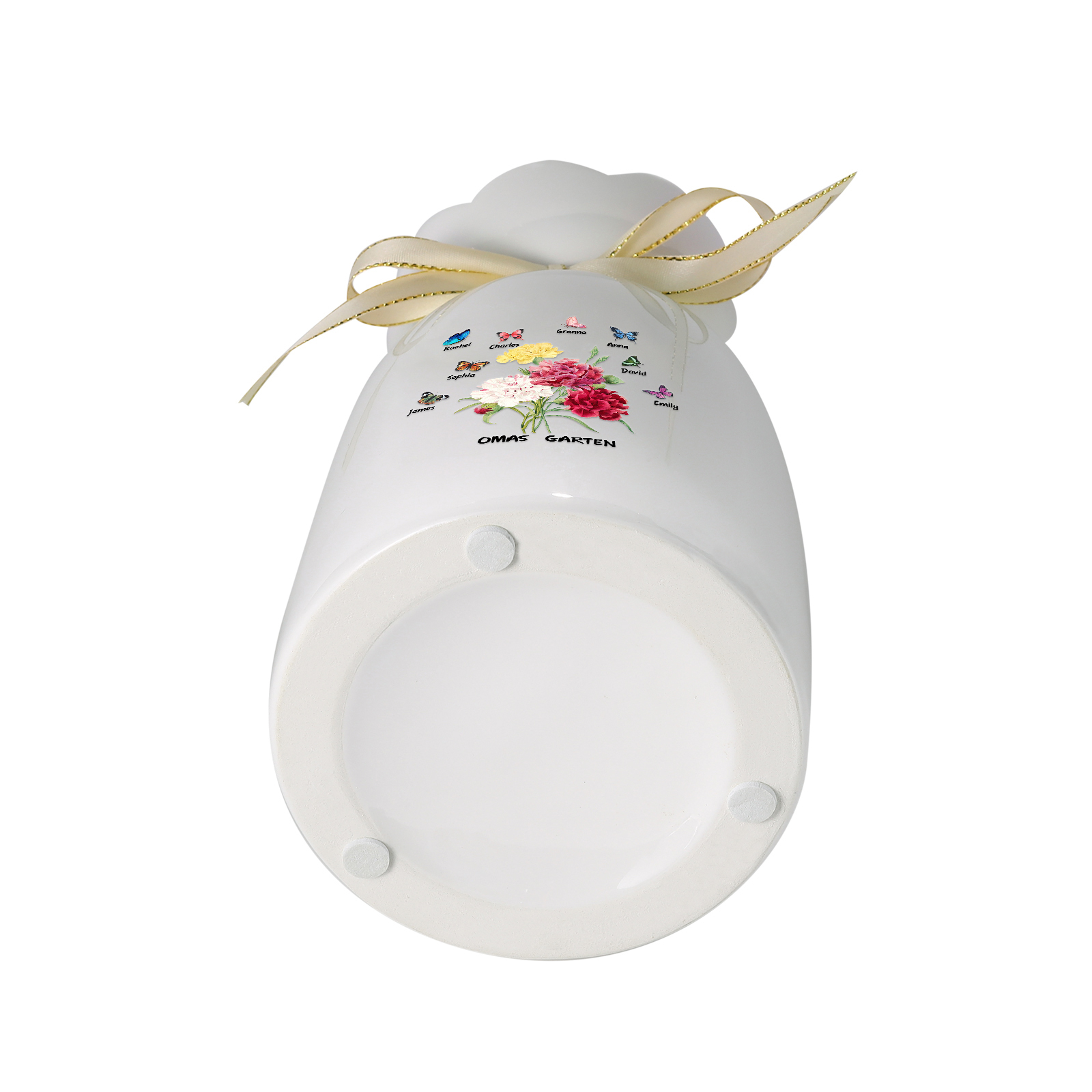 Personalisierte 8 Namen & Text Blumen & Schmetterling Familie Vase Geschenk für Oma Großmutter