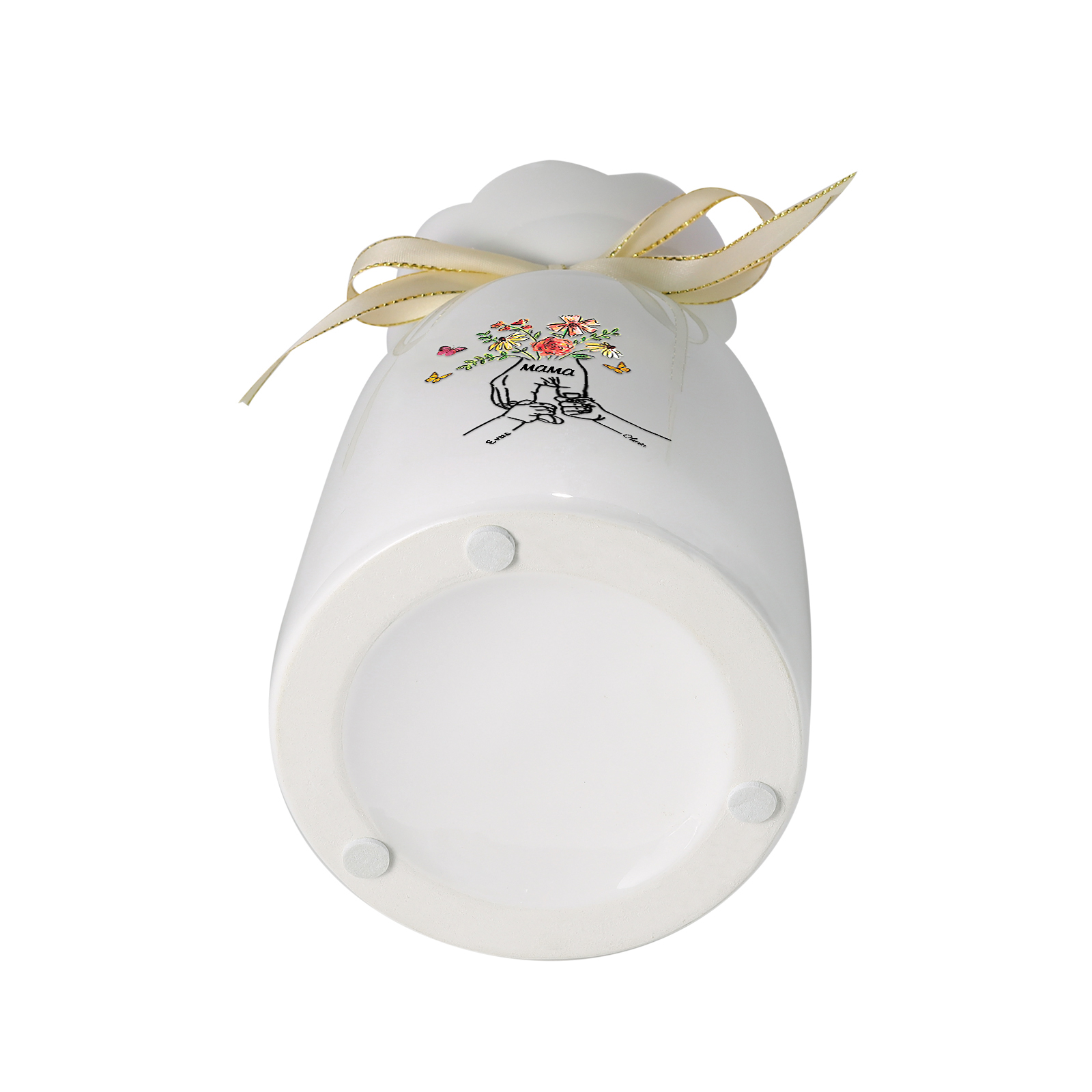 Personalisierte 2 Namen & Text Blumen & Schmetterling Familie Vase Geschenk für Mama/ Oma 