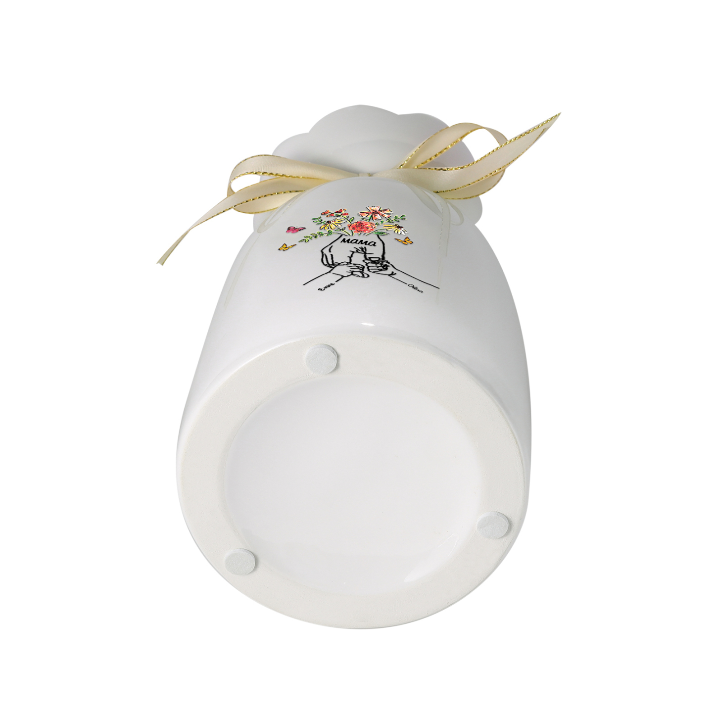 Personalisierte 2 Namen & Text Blumen & Schmetterling Familie Vase Geschenk für Mama/ Oma 