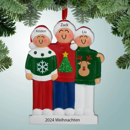 Holz Personalisiertes 3 Namen Text Weihnachtsornament Weihnachten mit 3 Familienmitglieder