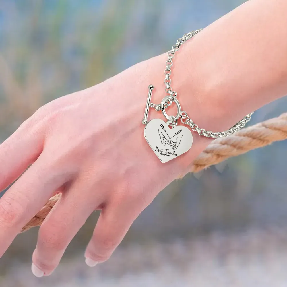 Personalisierte 2 Namen Edelstahl Armband für meine beste Freundin Du wirst immer für mich da sein – Geschenk mit Nachrichtkarte