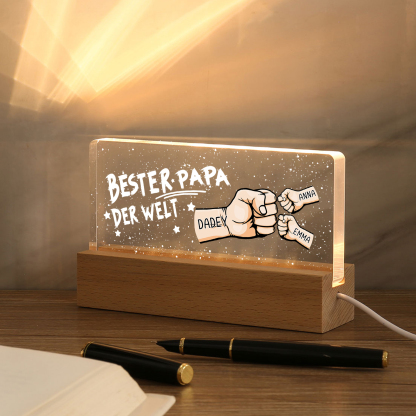 Personalisierte 3 Namen PAPA Faust Nachtlicht Geschenk für Vater-Bester Papa der Welt