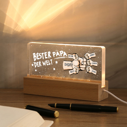 Personalisierte 6 Namen PAPA Faust Nachtlicht Geschenk für Vater-Bester Papa der Welt