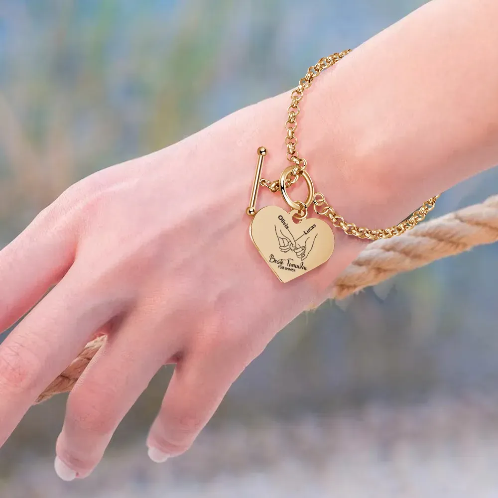 Personalisierte 2 Namen Edelstahl Armband für meine beste Freundin Du wirst immer für mich da sein – Geschenk mit Nachrichtkarte