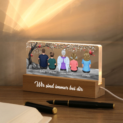 Personalisierte 2-8 Namen & Text Acryl-Holz Nachtlampe– Ein warmes Erinnerungslicht für Familie