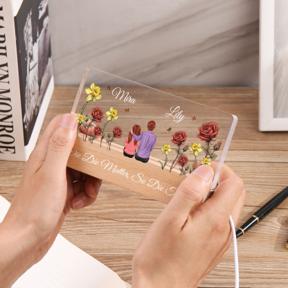 Personalisierte 6 Namen & Text Sonnenblume Elefant Nachtlicht Geschenk für Großmutter/Mutter zum Muttertag