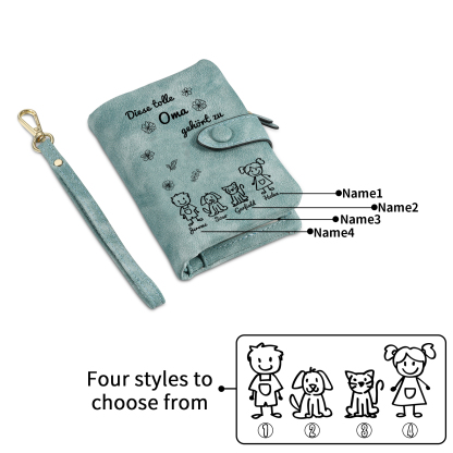 Personalisierte 4 Namen & Muster PU-Leder Portemonnaie -Diese tolle Oma gehört zu- Geldbörse für Oma Großmutter