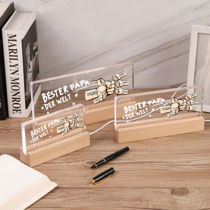 Personalisierte 6 Namen PAPA Faust Nachtlicht Geschenk für Vater-Bester Papa der Welt