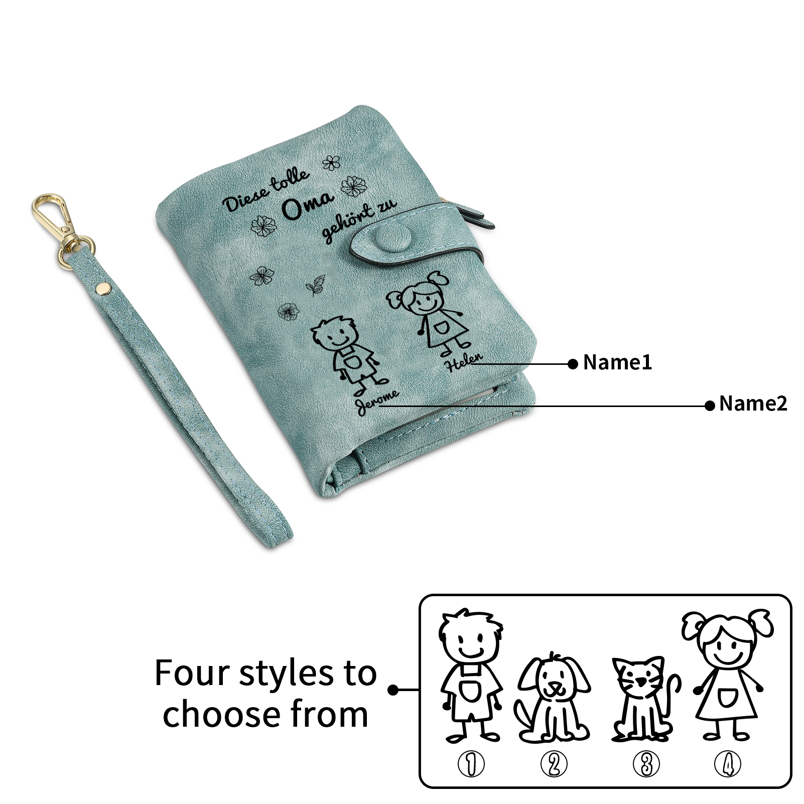 Personalisierte 2 Namen & Muster PU-Leder Portemonnaie -Diese tolle Oma gehört zu- Geldbörse für Oma Großmutter