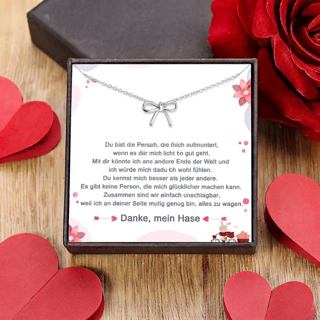925 Sterling Silber Schleifen Halskette mit Nachrichtenkarte & Box – Du bist die Person, die mich aufmuntern, wenn es mir mal nicht so gut geht – Ein Pefektes Geschenk für Freundin/Frau
