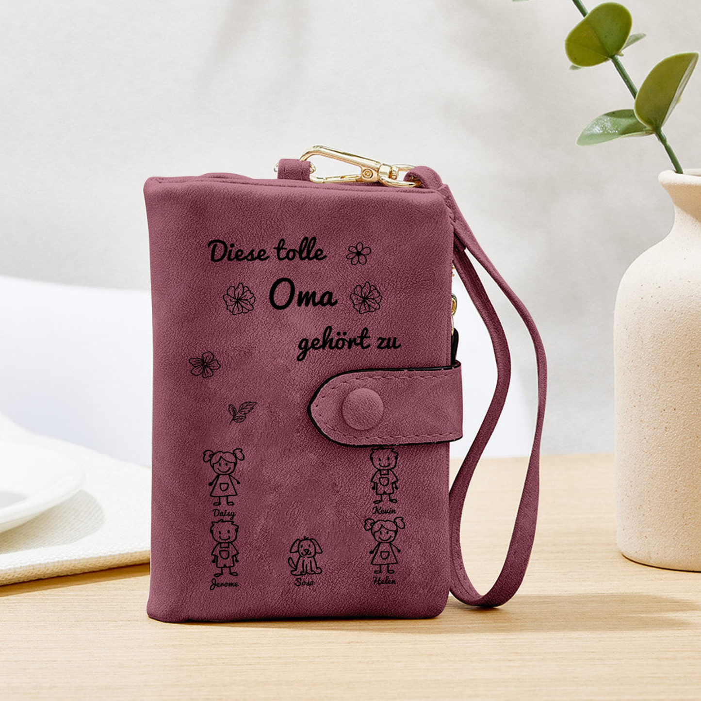 Personalisierte 5 Namen & Muster PU-Leder Portemonnaie -Diese tolle Om