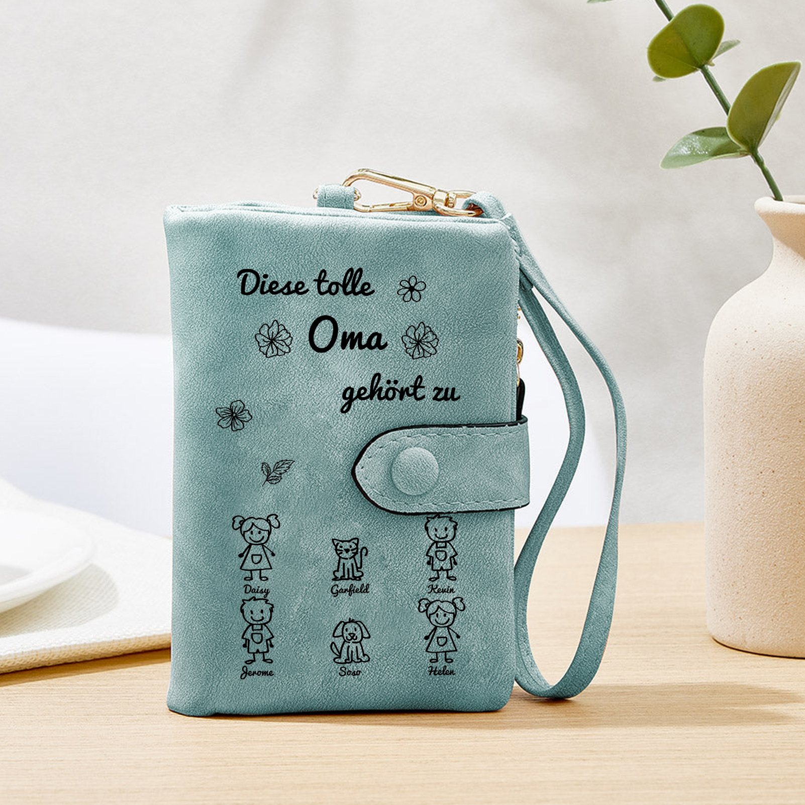 Personalisierte 6 Namen & Muster PU-Leder Portemonnaie -Diese tolle Om