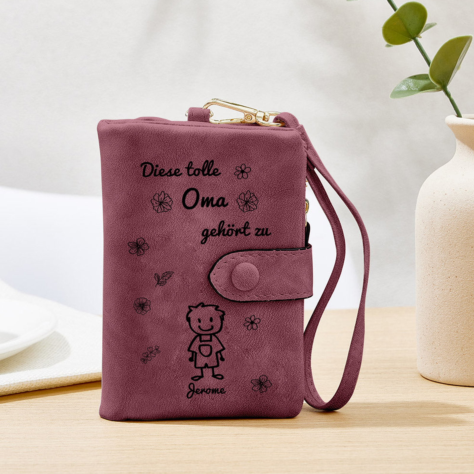 Personalisierter 1 Name & Muster PU-Leder Portemonnaie -Diese tolle Oma gehört zu- Geldbörse für Oma Großmutter