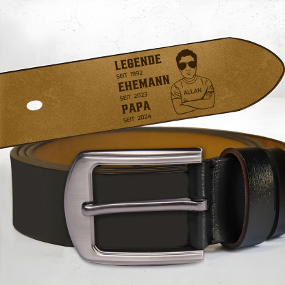 Personalisierter 3 Jahre & Name Schwarz Herren Ledergürtel - DIESER TOLLE PAPA GEHÖRT ZU- Geschenk für Papa