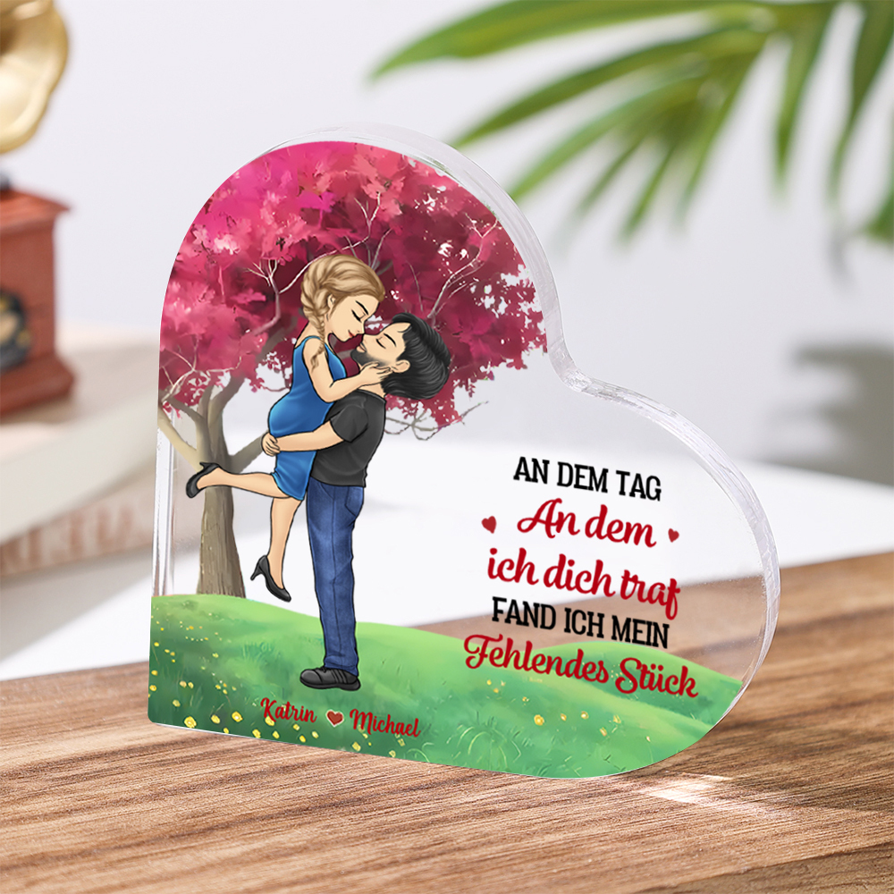 Personalisierte 2 Namen Herz Acryl-Deko Schreibtischdekoration –Ich liebe dich für immer und ewig– Geshenk für Paar