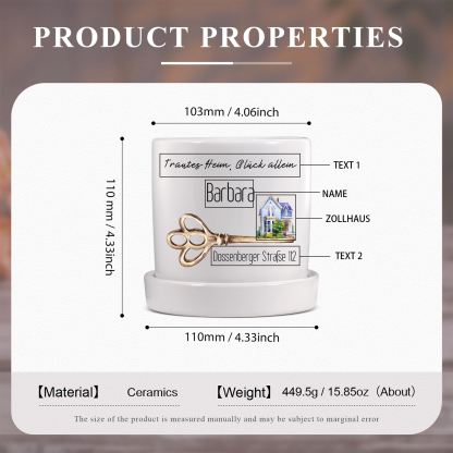 Personalisierbarer Name & 2 Texte & Foto Liebespaar Blumentopf Einweihungsgeschenk Geschenk für ein neues Zuhause