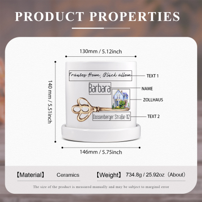 Personalisierbarer Name & 2 Texte & Foto Liebespaar Blumentopf Einweihungsgeschenk Geschenk für ein neues Zuhause