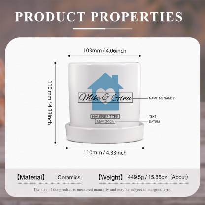 Personalisierbarer 1 Name & Text & Datum Liebespaar Blumentopf Einweihungsgeschenk Geschenk für ein neues Zuhause