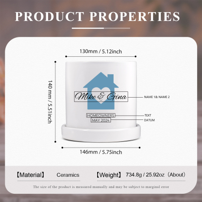 Personalisierbarer 1 Name & Text & Datum Liebespaar Blumentopf Einweihungsgeschenk Geschenk für ein neues Zuhause