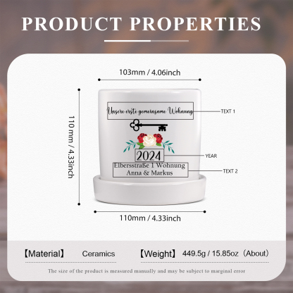 Personalisierbare 2 Texte & Jahr Liebespaar Blumentopf Einweihungsgeschenk Geschenk für ein neues Zuhause