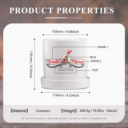 Personalisierbare 2 Namen & Foto & Text Liebespaar Blumentopf Einweihungsgeschenk Geschenk für ein neues Zuhause