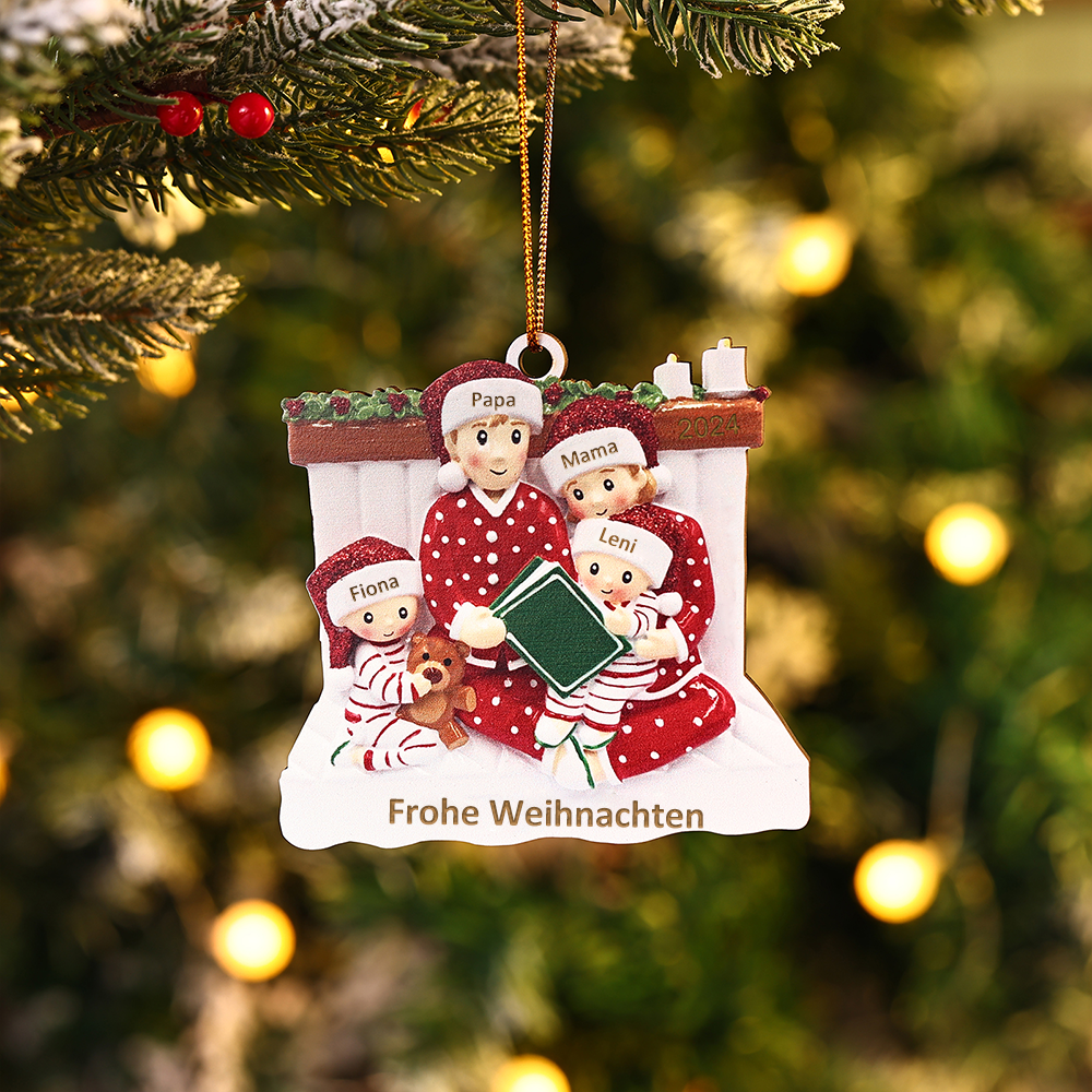 Holz Personalisierter 3-6 Namen Weihnachtsornament – Familie Weihnachtsbaum-Holzanhänger