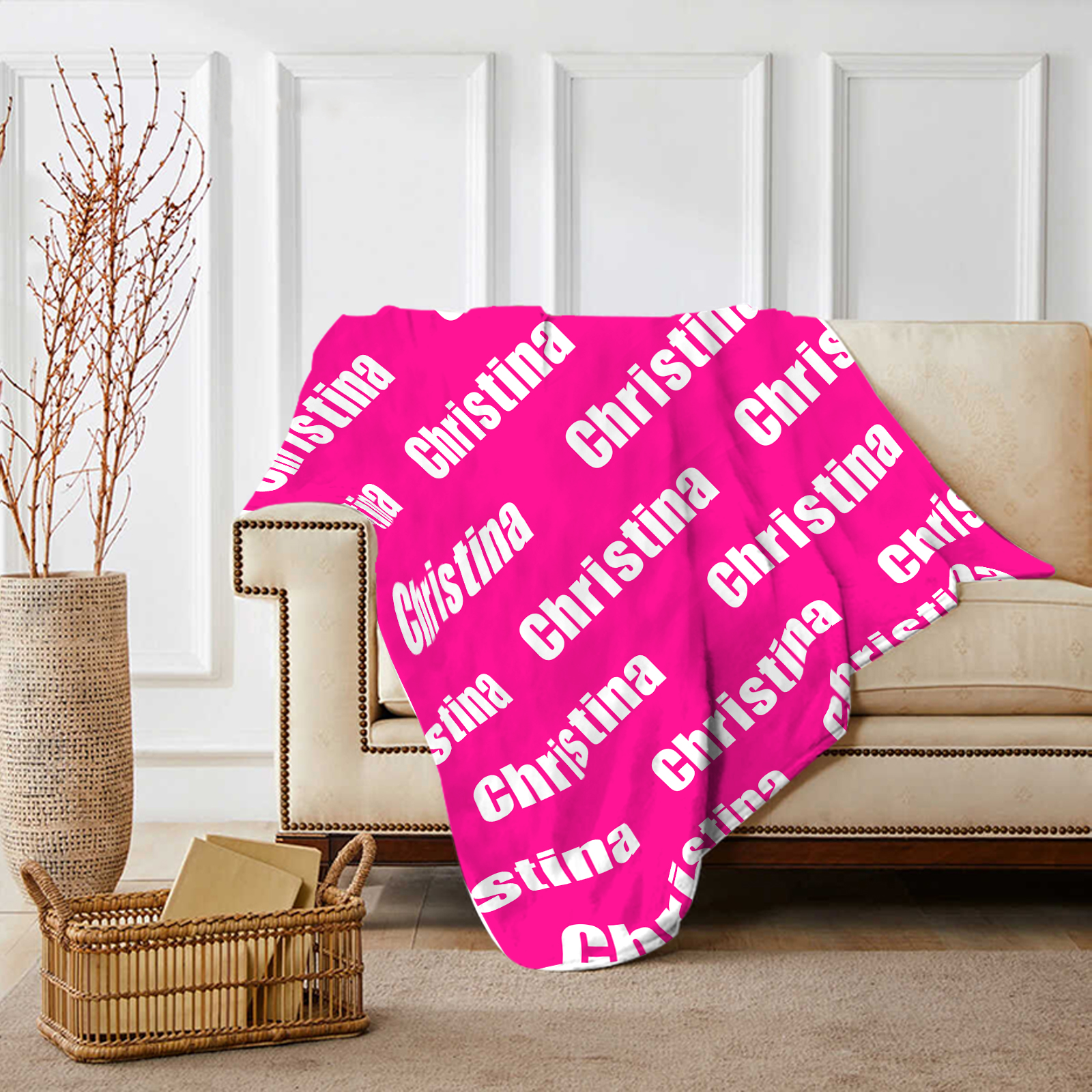 Personalisierte 1 - 10 Namen & Text  Bärenmotiv Flanell Decke für Oma Familie