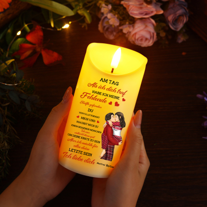 Personalisierte 2 Namen LED-Kerze – Am Tag, als ich dich traf, habe ich meine fehlende Hälfte gefunden. – Romantisches Geschenk für Paar