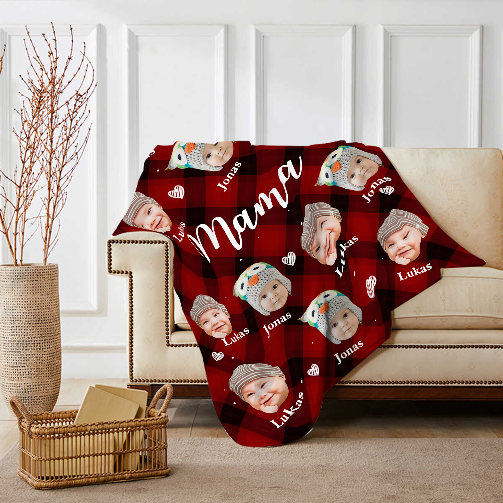 Personalisierte mit Foto & Name Flanell-Decke – Kuschelige & Herzliche Geschenkidee für Mama/Oma