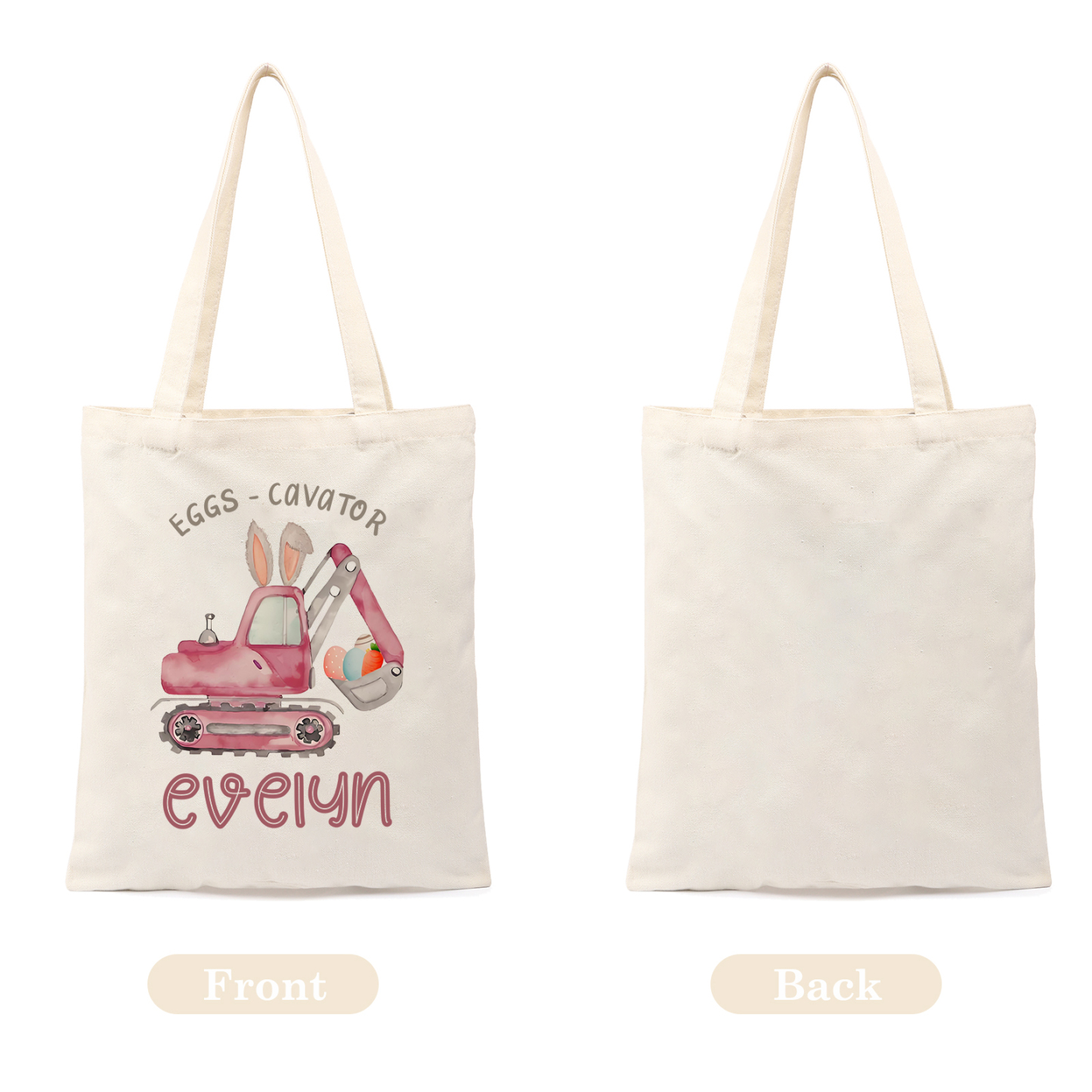 Personalisierbarer Name & Text Ostern Leinen Hase Tasche
