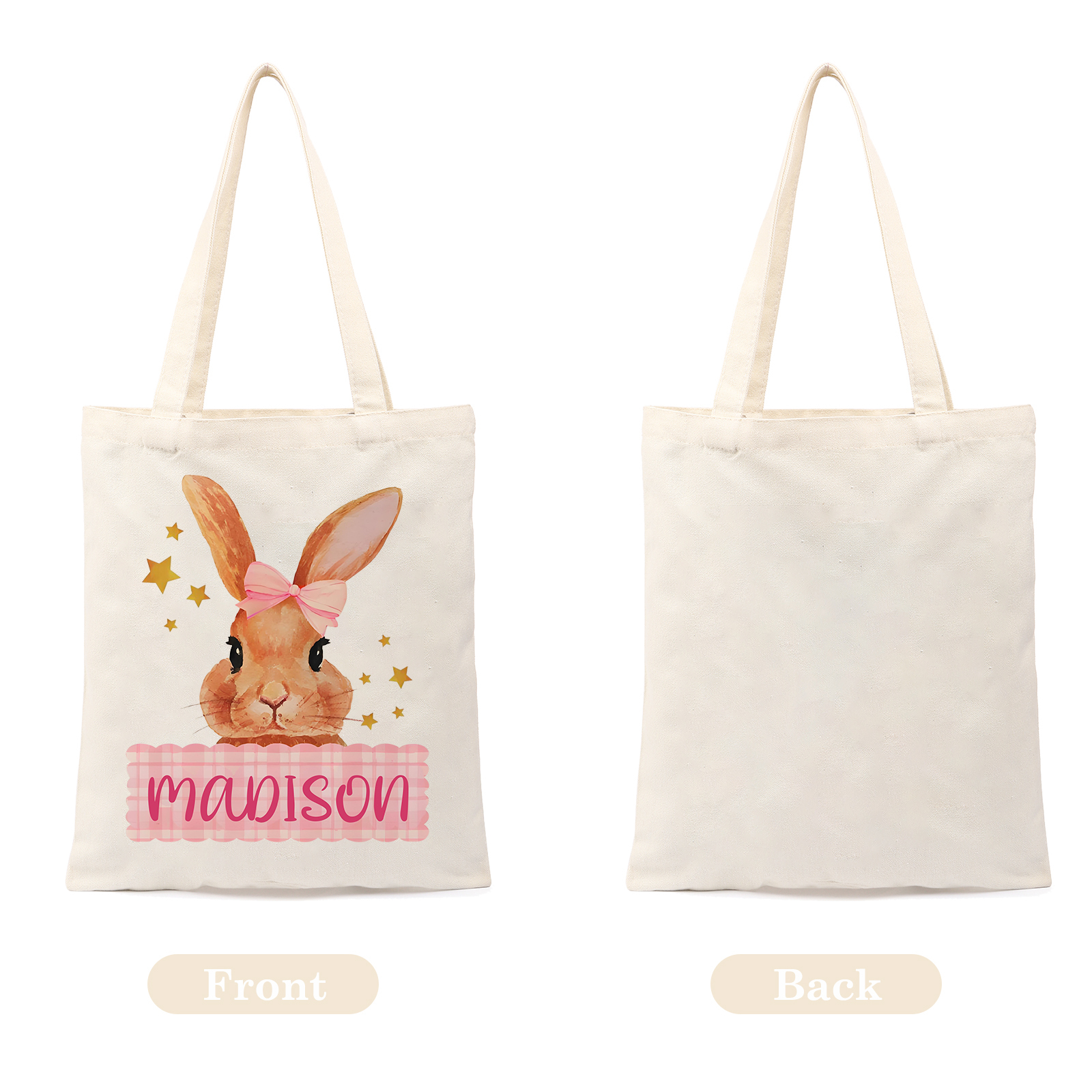 Personalisierbarer Name & Text Ostern Leinen Hase Tasche