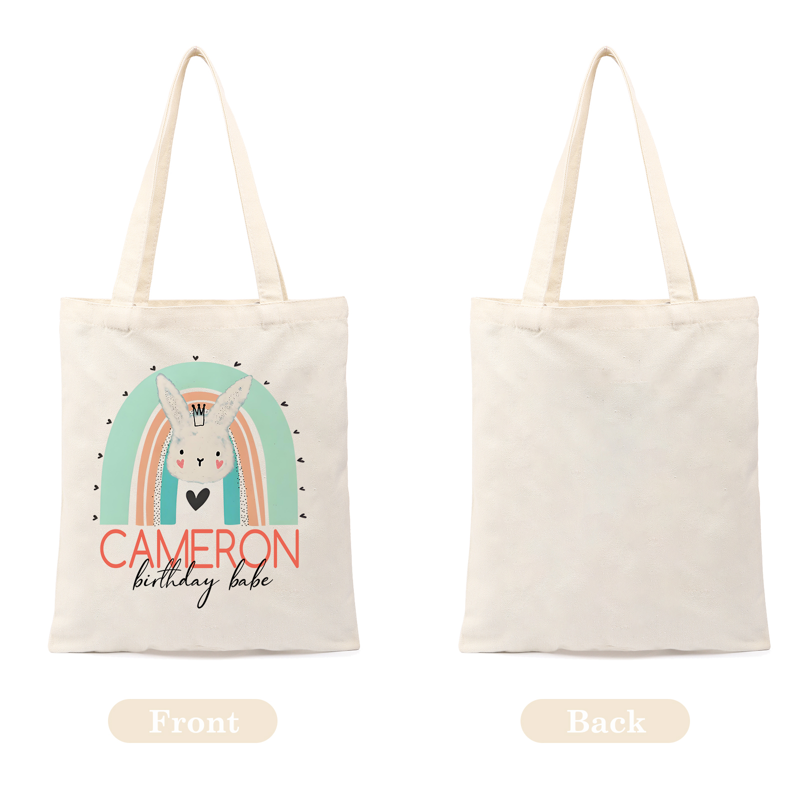Personalisierbarer Name & Text Ostern Leinen Hase Tasche