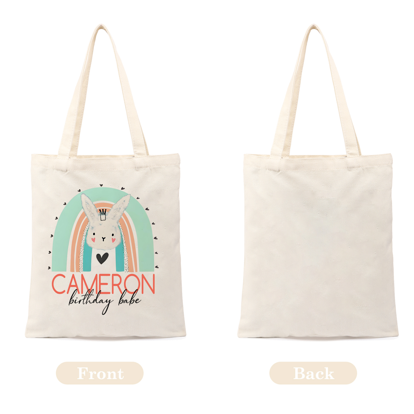 Personalisierbarer Name & Text Ostern Leinen Hase Tasche