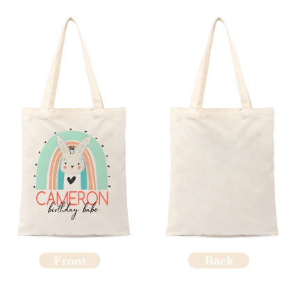Personalisierbarer Name & Text Ostern Leinen Hase Tasche