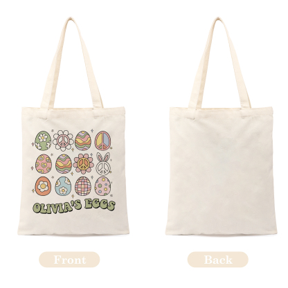 Personalisierbarer Name & Text Ostern Leinen Hase Tasche