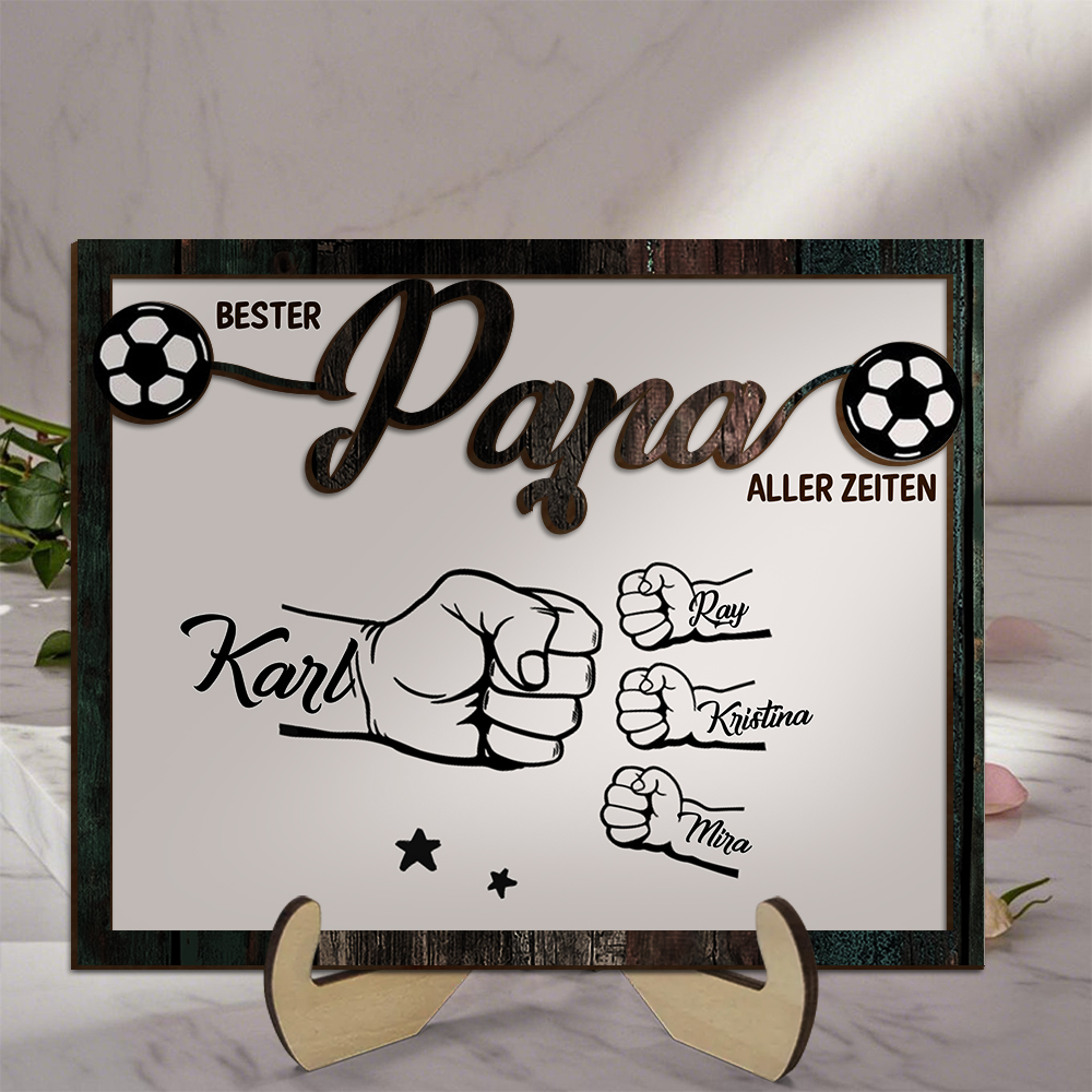 Holzbild-Personalisierte Name & Faust-Bester Papa aller Zeiten-Geschenk für Vater