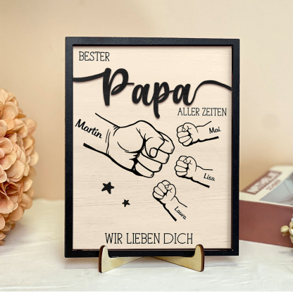 Holzbild-Personalisierte Name & Faust-Bester Papa aller Zeiten-Geschenk für Vater