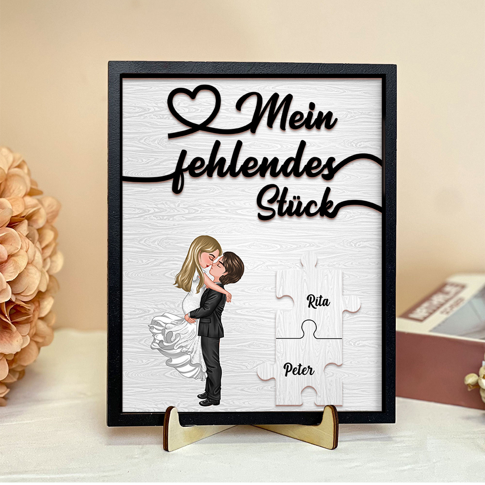 Pärchen Holzbild-Personalisierter 2 Namen Mein fehlendes Stück Puzzle Holzdekoration-für Paare