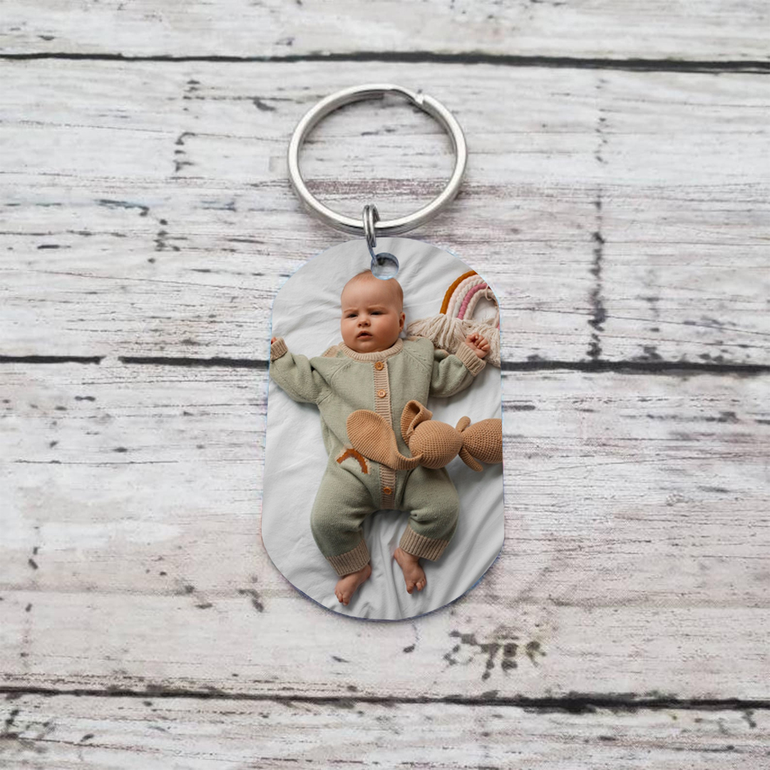 Personalisierte Namen & Datum & Uhr & Foto Schlüsselanhänger für Papa